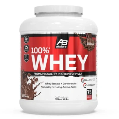 Obrázek All Stars 100% Whey PROTEIN 2270 g I proteinový prášek s koncentrátem &amp; Isolat lahodný nízkým obsahem tuku kvalitní krémový koktejl čokoládovou