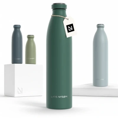 Obrázek LARS NYSØM láhev na pití z ušlechtilé oceli 350 ml, 500 750 1 l, 5 litrů Termoska vhodná pro sycené kyseliny vodu odolná proti vytečení sport, outdoor, do školy (růžová