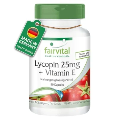 Obrázek Fairvital Lykopenové kapsle s vitaminem E 90 kapslí 25 mg lykopenu VEGAN mikrokapsle