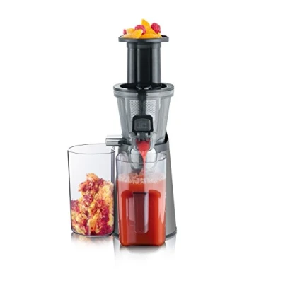 Obrázek SEVERIN ES 3571 Slow Juicer (150 W, včetně příslušenství Frozen Fruits) kovově šedá / černá nerezová ocel