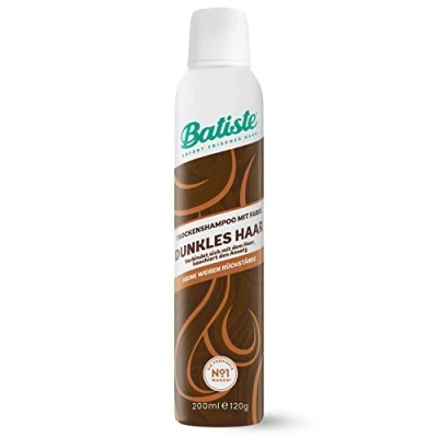 Obrázek Batiste suchý šampon pro tmavé vlasy 200 ml, osvěžení a styling, péče o sprej s nádechem barvy, bez zbytků, oplachování, vlasový styling barevným efektem