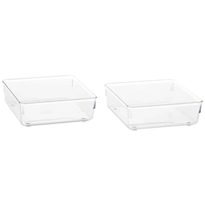 Obrázek iDesign 52630M2EU Linus box na příbory, obracečky malé předměty 2 kusy, 15,24 x 5,08 cm, průhledný, plast, čirý
