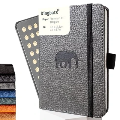 Obrázek Dingbats D5408GY Wildlife A6 Pocket Hardcover Notebook, lemovaná šedá slona
