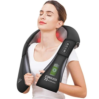 Obrázek Snailax Bezdrátový masážní přístroj Shiatsu, na krk s funkcí vyhřívání, 4D rotačními vlastnostmi, uvolnění svalů pro šíji a ramena, záda, dárky