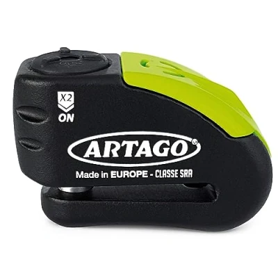 Obrázek Artago 30X10 High End Bremsscheibenschloss Motorrad Ohne oder Mit Alarm 120 dB + Don&#039;t Touch Warnung, Anti Bohr Schutz 5mm, SRA und Sold Secure Zertifiziert, Doppelverschluss 10mm gehärteter Stahl