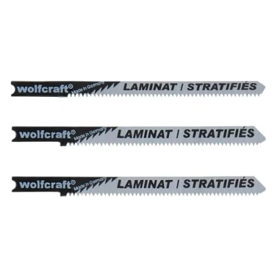 Obrázek wolfcraft 3 listy do přímočaré pily na laminát a parkety I 2674000 stopka ve tvaru U velmi čisté řezy pro Black &amp; Decker, Einhell, Ryobi atd