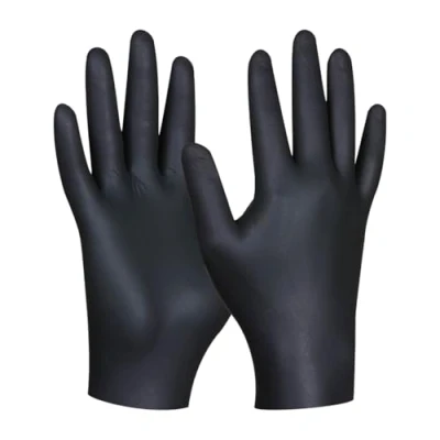 Obrázek Gebol Black Nitril Ultra Strong bez pudru 80 kusů Velikost XL (Gr 10) prémiové jednorázové rukavice s perfektním tvarem voděodolné, praktické &amp; trvanlivé nitrilové pro muže černé