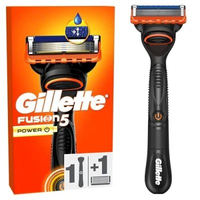 Obrázek Gillette holicí strojek Fusion5 Power pro muže, 1 strojek, náhradní čepel, s kluzným proužkem jemné klouzání a 5 čepelemi důkladné, dlouhotrvající holení