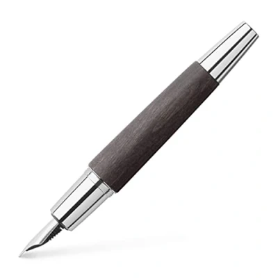 Obrázek Faber Castell 148221 Plnicí pero e motion dřevo / chrom, pero: F, včetně dárkového balení, barva násadky: černá/stříbrná