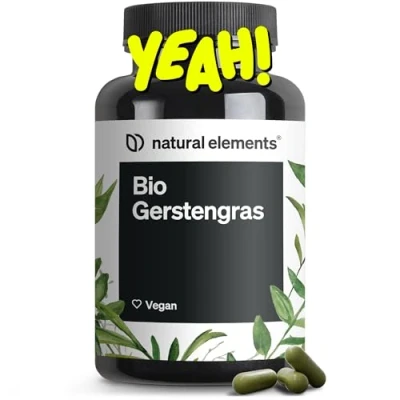 Obrázek Bio ječmen 1500 mg v každé denní dávce z německého pěstování 180 kapslí veganská, vysoká dávka, bez zbytečných přísad vyrobeno Německu a laboratorně testováno