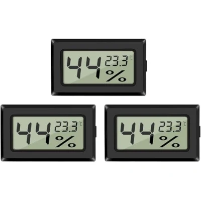 Obrázek EEEKit Balení 3 ks vlhkoměru, LCD digitální mini teplota a vlhkoměr pro skleník, kancelář (černý)