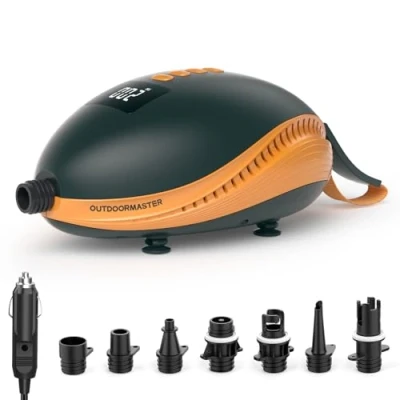 Obrázek OutdoorMaster The Dolphin 20PSI vysokotlaká SUP čerpadla, elektrická, 12 V DC automatická přípojka, vzduchová pumpa, rychlý vzduchový kompresor a automatické vypnutí pro nafukovací pádlovací prkno,