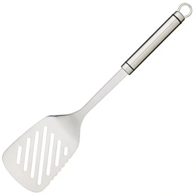 Obrázek KitchenCraft Profesionální obracečka / s drážkami, ušlechtilá ocel, 36 cm, stříbrná