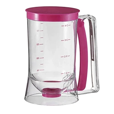 Obrázek InnovaGoods IG811525 Teig Portionierkrug für Backwaren mit Rezeptbuch, Kunststoff, 900 milliliters, Transparent/Rosa