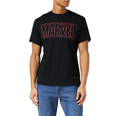 Obrázek Marvel Herren Gliederungslogo T Shirt, Schwarz (Schwarz Schwarz), L