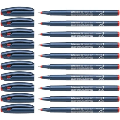 Obrázek Schneider Topball 857 kuličkové pero (stabilní kovová špička, 0,6 mm) balení po 10 kusech červené