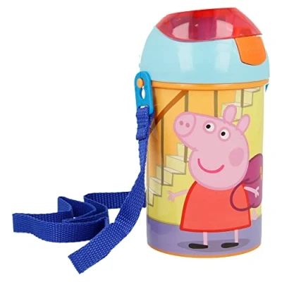 Obrázek Stor 48669 450ML POPUP Robot Flasche Peppa Pig Wutz Bottiglia, Pink/Blau