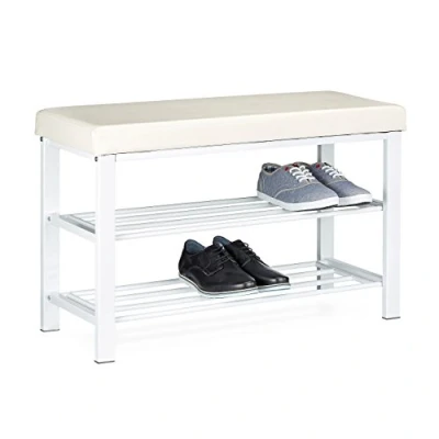 Obrázek Lavice na boty Relaxdays, otevřená, pro 6 8 párů bot, botník se sedákem, polstrování z umělé kůže, (V x Š H) 49 81 32 cm, 2 patra