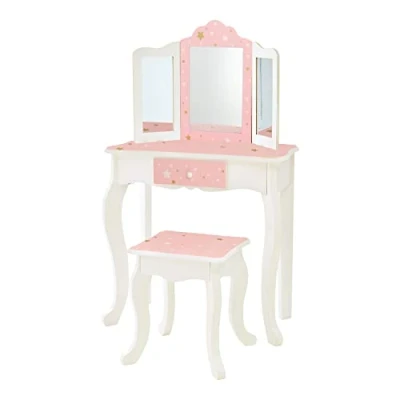 Obrázek Teamson Kids Childrens Rosa Holz Schminktisch und Hocker Spiegel TD 11670K