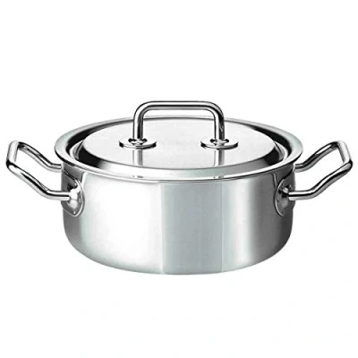 Obrázek Spring 0415500620 Brigade Premium hrnec na pečení s poklicí, ušlechtilá ocel, stříbrný, 15,2 x 27 29 cm