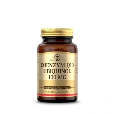 Obrázek SOLGAR® Koenzym Q10 Ubiquinol 100 mg v denní porci vysoká biologická dostupnost Z přírodního olivového oleje neoxidovaná forma koenzymu 50 softgelových kapslí na dní