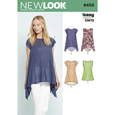 Obrázek New Look Schnittmuster 6453 A Misses &#039;Easy Knit Tops, Weiß