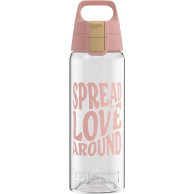 Obrázek SIGG Tritanová láhev na pití Total Color ONE Spread Love vhodná pro sycené nápoje do myčky nádobí zabezpečená proti vytečení lehká bez BPA průhledná 1 l