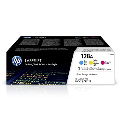Obrázek HP 128A 3dílné balení (CF371AM) modrá/žlutá/červená originální toner Pro Laserjet CP1525, M1415