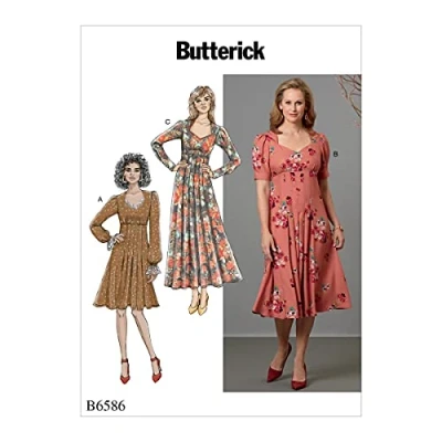 Obrázek McCall&#039;s Butterick B6586, Schmetterlingsmuster, Nähmuster, Schnittmuster, Schablone, Papier, weiß, 14 16 18 20 22