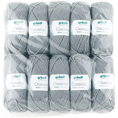 Obrázek Gründl Classico vlna (Öko Tex ® certifikovaná pletací příze / háčkovací z 50 % střižní vlny (Merino superwash) &amp; polyakryl, g/120 m, tloušťka jehlic: 3,5 4,5, 10 klubko á g), antracitová