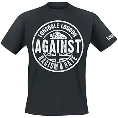 Obrázek Lonsdale London Against Racism pánské tričko černé Streetwear, černá, M