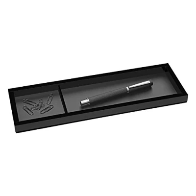 Obrázek Wedo 631601 Pouzdro na tužky Black Office z akrylového skla, 2 přihrádky, gumové nohy 31 x 9, 6 1,9 cm, v dárkové krabici, černá