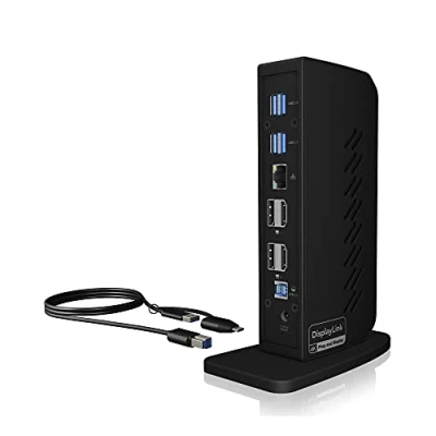 Obrázek ICY BOX Dokovací stanice USB C (12 v 1) Pro 2 monitory (2x HDMI / 2x DP), 4K 60Hz, 6x 3.0 HUB, DisplayLink, Gigabit Ethernet, IB DK2252AC Windows, M1/M2 MacBook Air