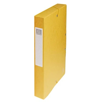 Obrázek Exacompta 50409E 1 Box na sešity s gumovými pásky Exabox z lesklého kartonu 600g/m2 zadní strana 4 cm rozměry 25 x 33 pro dokumenty A4 Barva žlutá je dodávána smontovaná