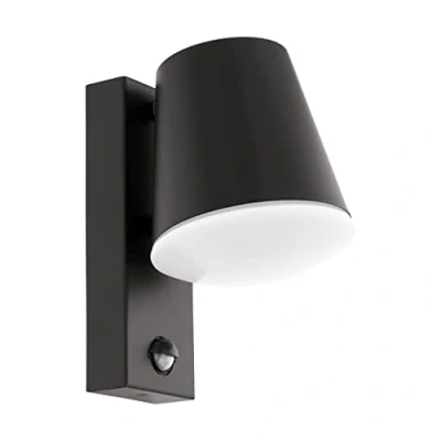 Obrázek EGLO venkovní nástěnná lampa Caldiero, 1 plamenné světlo vč. senzoru pohybu, nástěnné svítidlo s senzorem z oceli a plastu, barva: antracit, bílá, objímka: E27, IP44