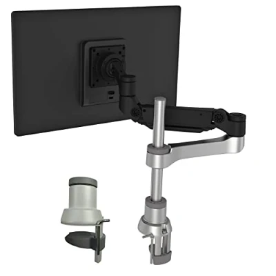 Obrázek R Go Caparo 4 D2 držák monitoru, rameno plynové pružiny, pro 13 40 palců, stolní se svorkou C bez vrtání, nosnost 9 kg, VESA 75/100, matná černá/stříbrná