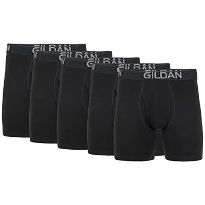 Obrázek Gildan Herren Cotton Stretch Boxer Brief, Multipack Retroshorts, Schwarzer Ruß (5er Pack, normales Bein), X Large