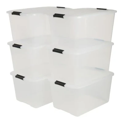 Obrázek Iris stohovatelné úložné boxy &#039;Top box&#039;, s víkem a zacvakávacím uzávěrem, 45 litrů, plast, průhledné