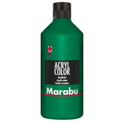 Obrázek Marabu 12010075067 akrylová barva šťávově zelená 500 ml, krémová na vodní bázi, rychleschnoucí, stálá světle, voděodolná, k nanášení štětcem a houbou plátno, papír dřevo