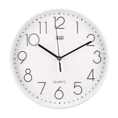 Obrázek Trevi OM 3508 S, Wanduhr, Quarz mit Geräuschlosem Zeigerwerk, Durchmesser 30 cm, Vielseitiges Design für alle Wohnbereiche, Kunststoffmaterial, Rundes Format, Weiß