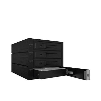Obrázek ICY BOX Výměnný rám Backplane pro pevné disky, 4 x 3,5 palce v 3 5,25 palce, SATA, ventilátor, kov, černý