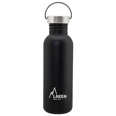Obrázek Laken Láhev z ušlechtilé oceli Basic, široký otvor se šroubovacím uzávěrem oceli, bez BPA, 0,75 l, černá