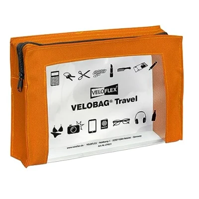 Obrázek VELOFLEX 2705330 VELOBAG Travel DIN A5 taška na drobnosti, kapsa zip, víceúčelová taška, textil a PVC, oranžová, 1 kus
