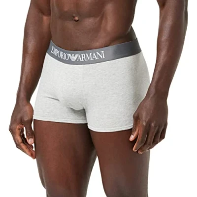 Obrázek Emporio Armani Pánské základní strečové bavlněné boxerky retro šortky, šedá melanž