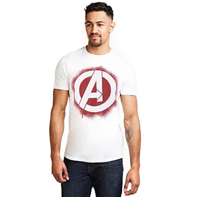 Obrázek Marvel Pánské tričko s logem šablony Avengers, bílá