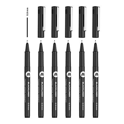 Obrázek Molotow Blackliner 0,9 mm (Fineliner s permanentním inkoustem na dokumenty) 6 kusů černý