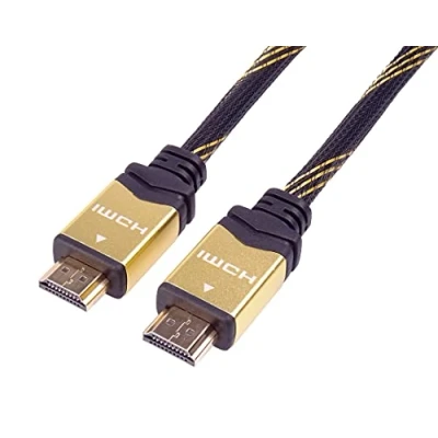 Obrázek PremiumCord Gold 4K High Speed ​HDMI + ethernetový kabel 5 m, kompatibilní s videem 2160p, Full HD 1080p, Deep Color, 3D, ARC, HDR, 10,2 Gbps, pozlacené přípojky, černo zlaté