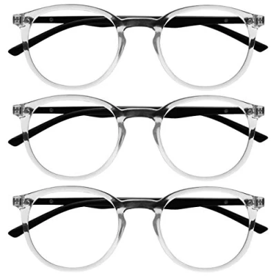Obrázek OPULIZE Met Brille filtr modrého světla balení 3 ks tenký kulatý rám pružinové závěsy lepší spánek počítačové brýle herní odpíjení průhledné pánské dámské BBB60 C +0. 00