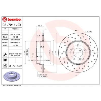 Obrázek BREMBO 08.7211.2X brzdové destičky, sada 2