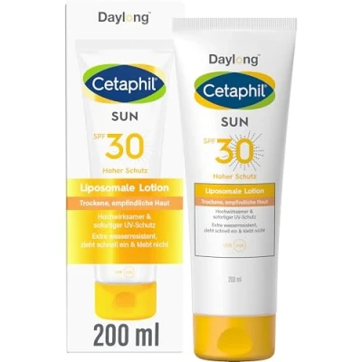 Obrázek Cetaphil SUN Liposomale opalovací mléko SPF 30, 200 ml, Dermatologická ochrana proti slunci pro suchou, citlivou pokožku, okamžitá a vysoce účinná UVA &amp; UVB, extra voděodolná, bez